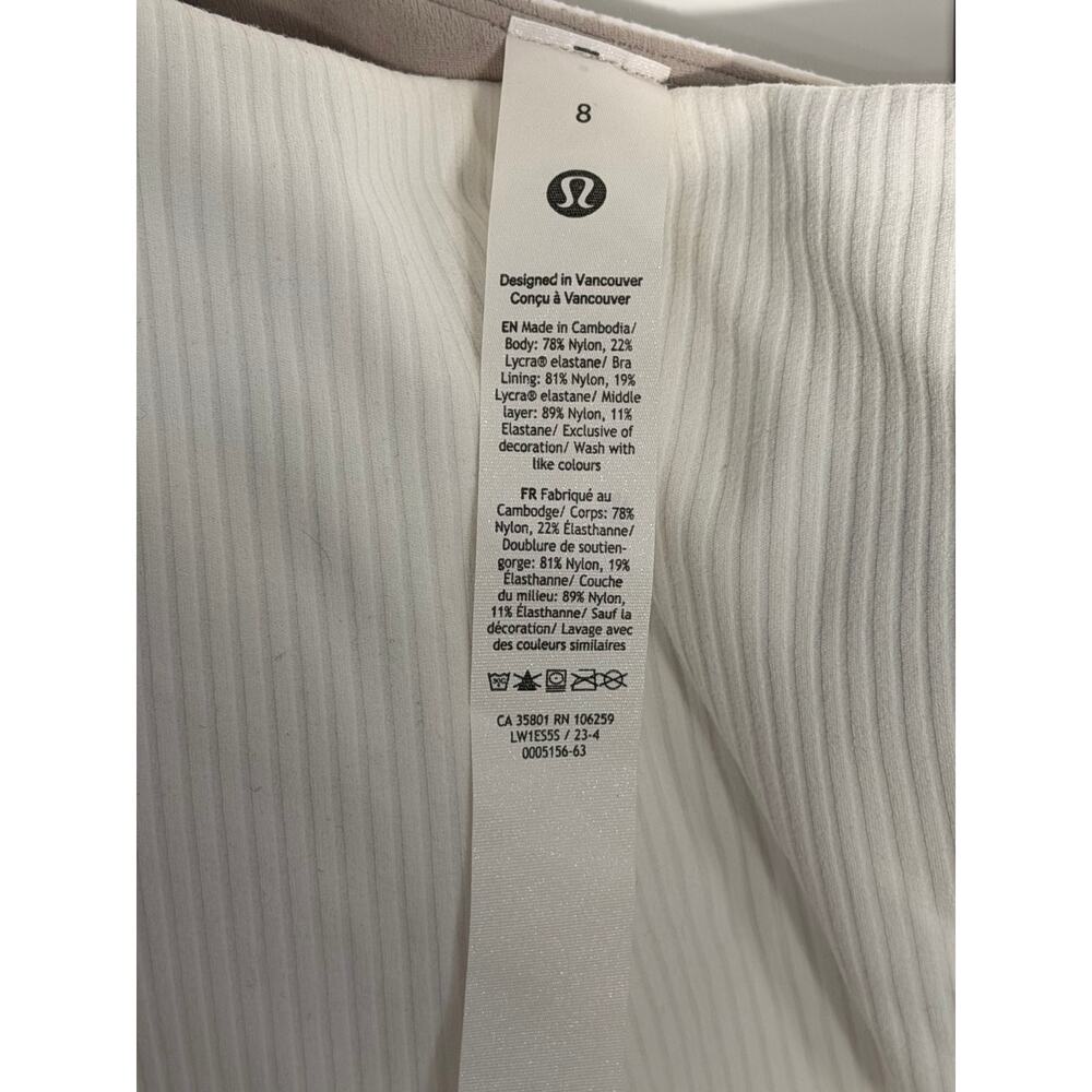 Lululemon Ribbed Nulu Asymmetrical Yoga Tank White Size 8 NWT Built In Bra - Picture 5 of 6